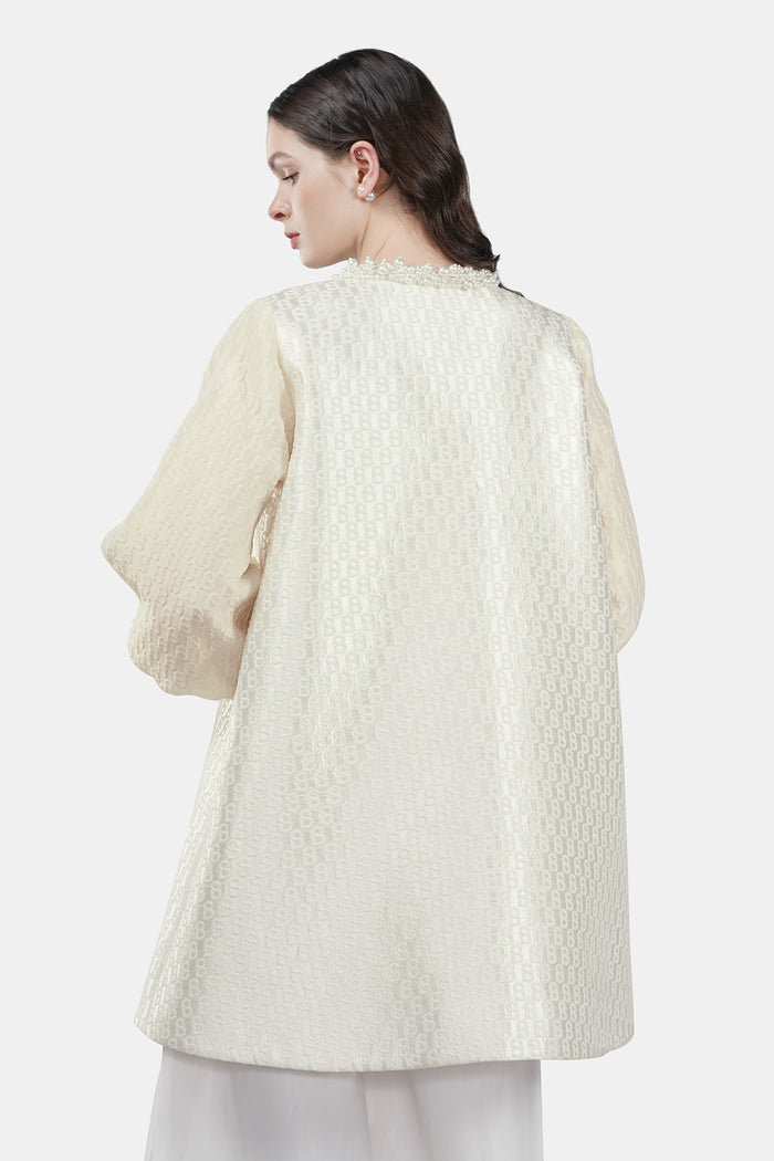 Monogram Jacquard Long Outer - Ecru