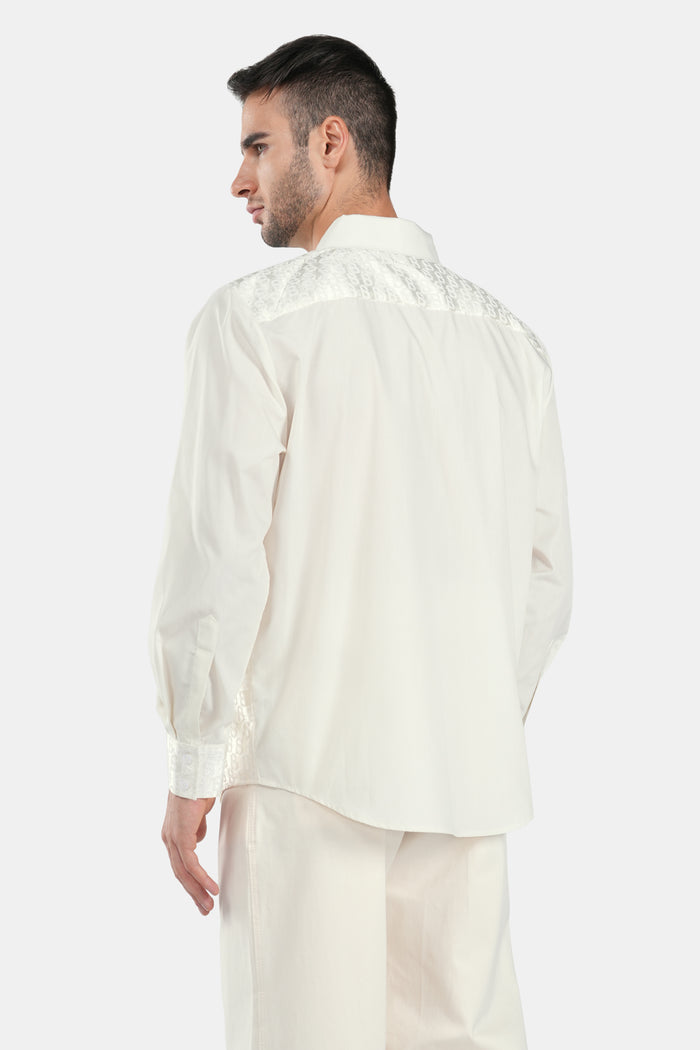Monogram Jacquard Men Shirt - Ecru