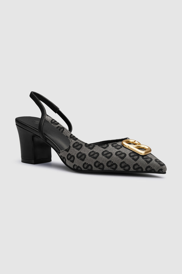 Monogram Kylie Heels - Black