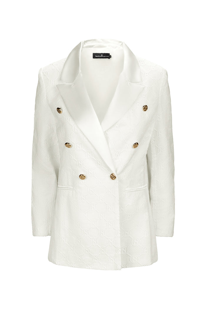 Monogram Lace Blazer - White