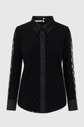 monogram lace shirt in black by buttonscarves