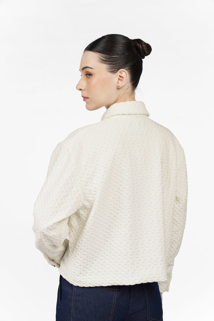 Monogram Luna Knit Crop Jacket - White
