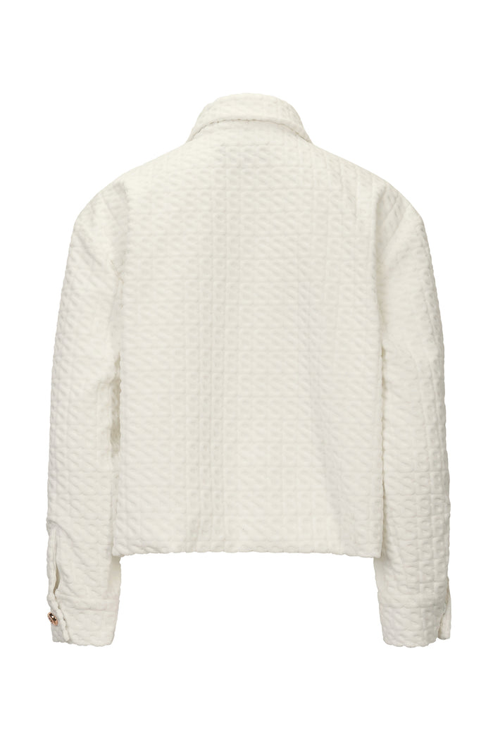 Monogram Luna Knit Crop Jacket - White