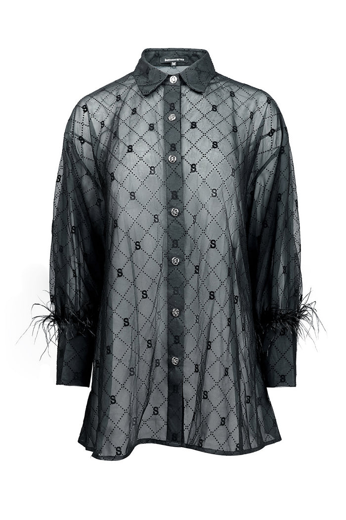 Monogram Mesh Shirt - Black
