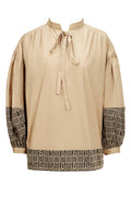 Monogram Plaid Blouse - Beige