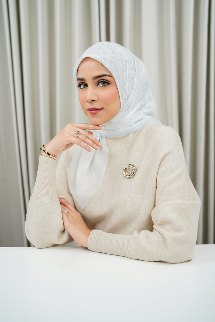 Monogram Scramble Voile Square - Lucent White