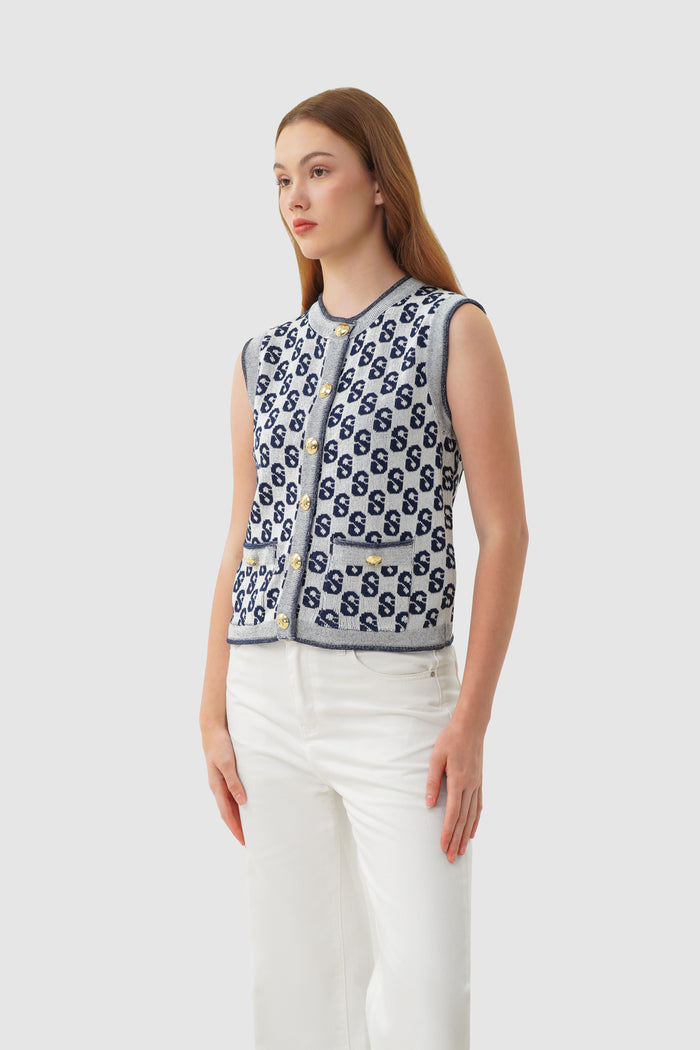 Monogram Vest - White