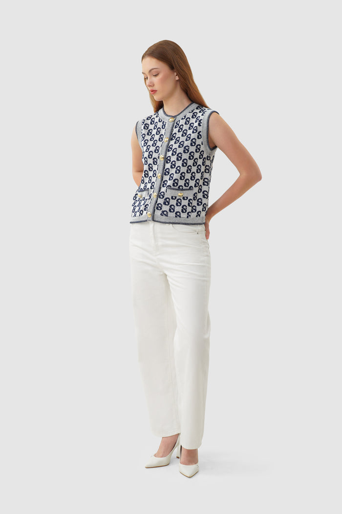 Monogram Vest - White