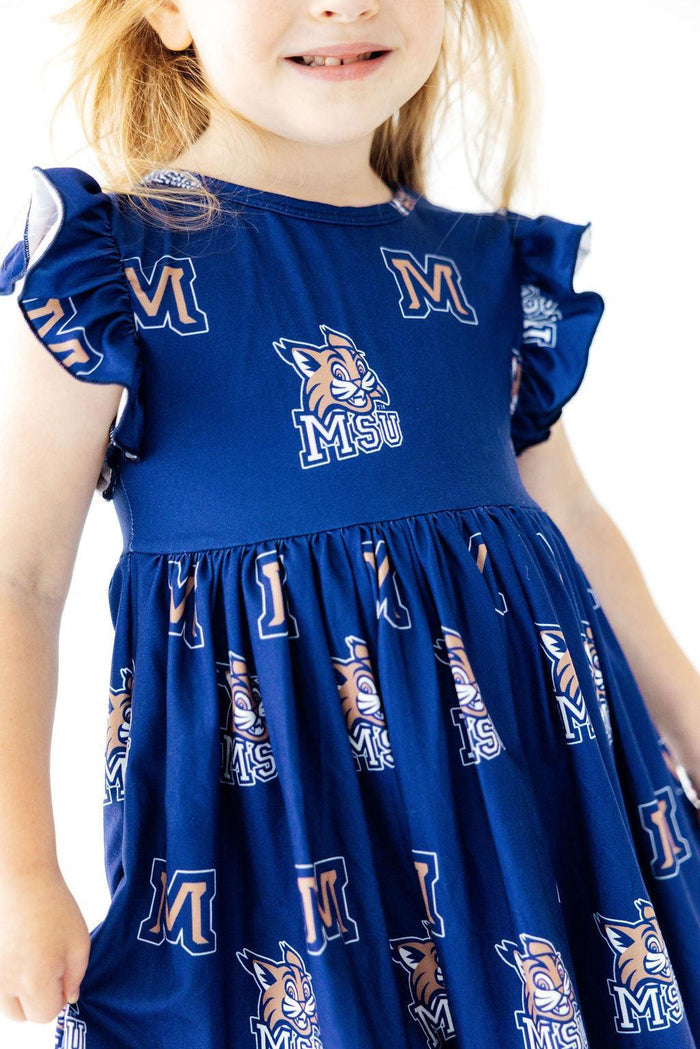 Montana State University Blue Bobcat Flutter Twirl Dress-Mila & Rose ®