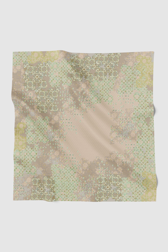 moroccan printed square scarf in apricot by buttonscarves