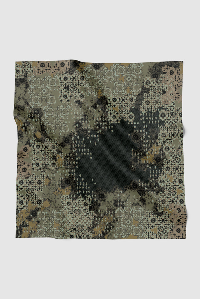 moroccan printed square scarf in charcoal by buttonscarves