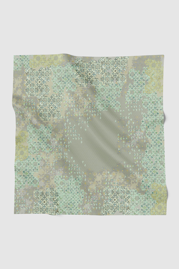 moroccan printed square scarf in dune by buttonscarves