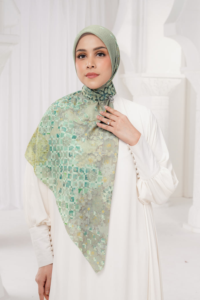 moroccan printed square scarf in dune by buttonscarves style look