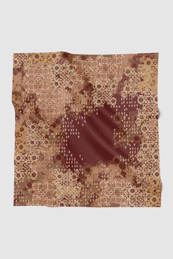 moroccan printed square scarf in garnet by buttonscarves