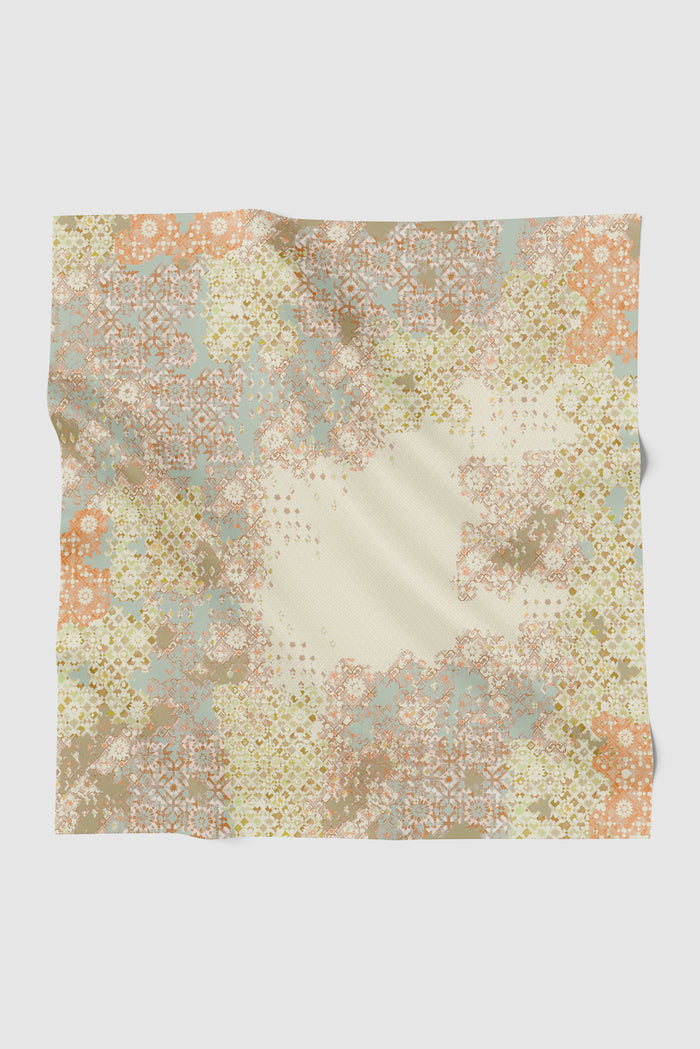 moroccan printed square scarf in ivory by buttonscarves