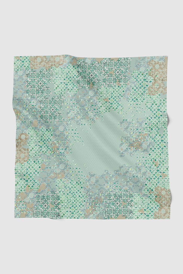 moroccan printed square scarf in jewel by buttonscarves