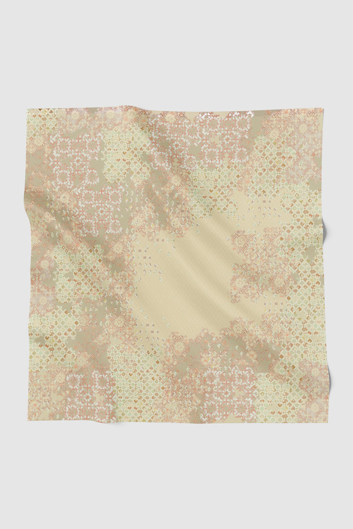 moroccan printed square scarf in wheat by buttonscarves