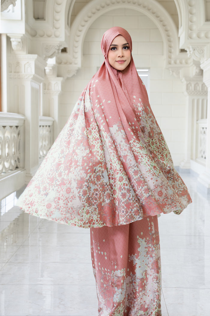 moroccan satin silk prayer robe in azalea by buttonscarves pattern