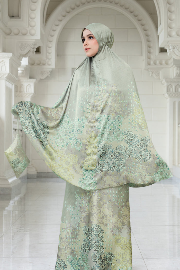 moroccan satin silk prayer robe in dune by buttonscarves