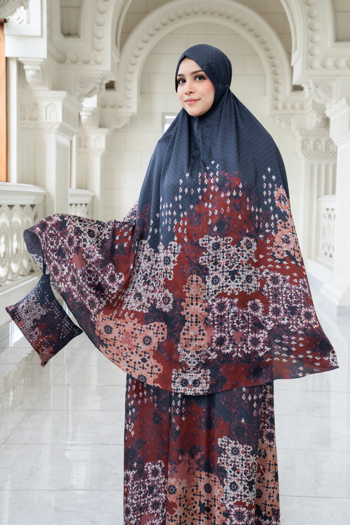 moroccan satin silk prayer robe in dusk by buttonscarves