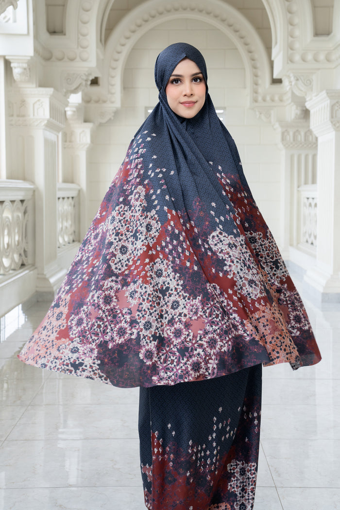 moroccan satin silk prayer robe in dusk by buttonscarves pattern