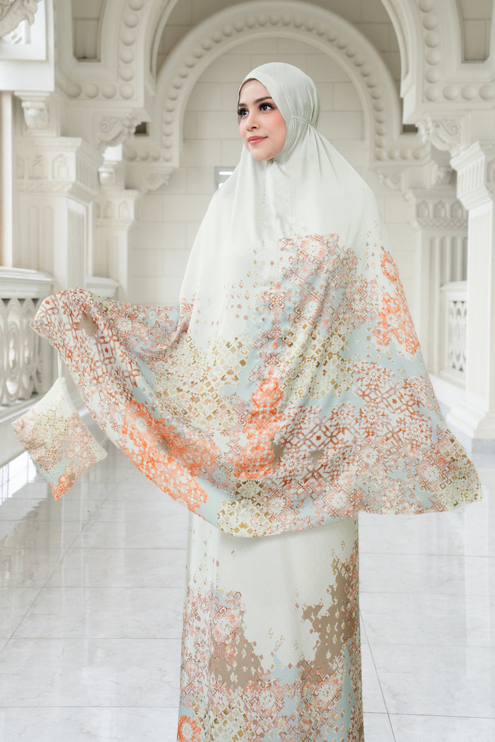 moroccan satin silk prayer robe in ivory by buttonscarves