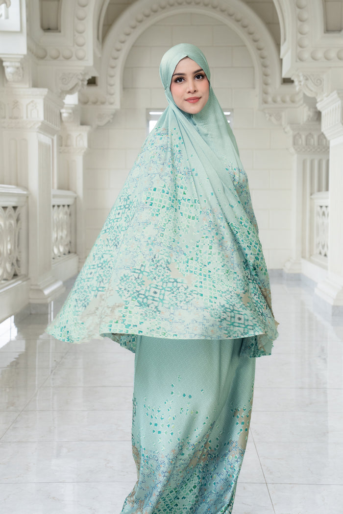moroccan satin silk prayer robe in jewel by buttonscarves pattern