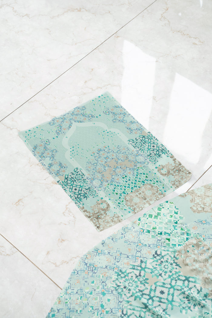 moroccan satin silk prayer robe in jewel by buttonscarves with a little mat