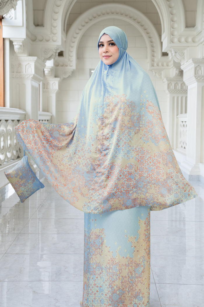 moroccan satin silk prayer robe in oasis by buttonscarves