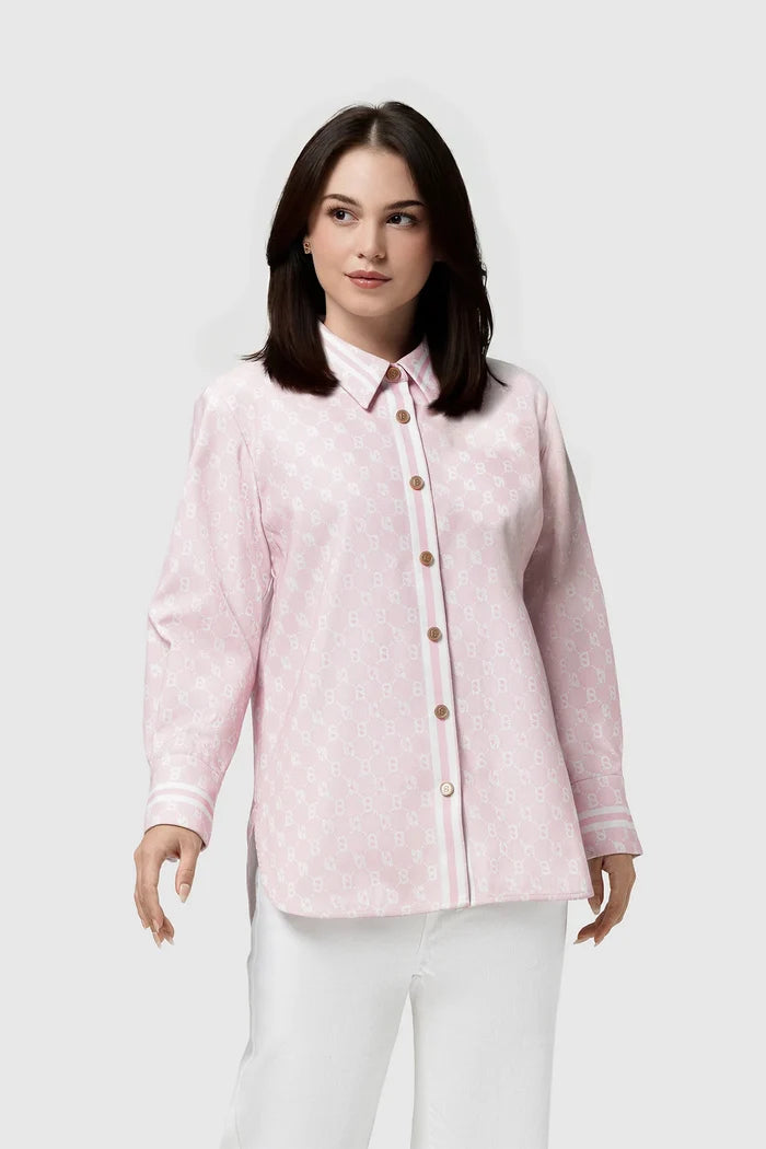 nagita basic shirt in pink by buttonscarves x nagita slavina front view