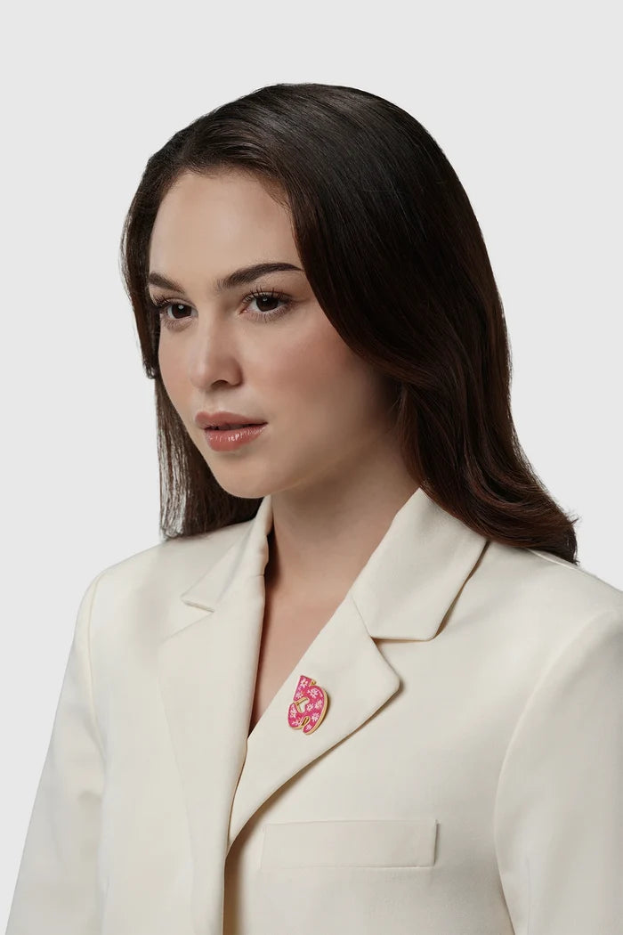 nagita brooch package in gliding gold by buttonscarves x nagita slavina signature nagita slavina monogram on blazer