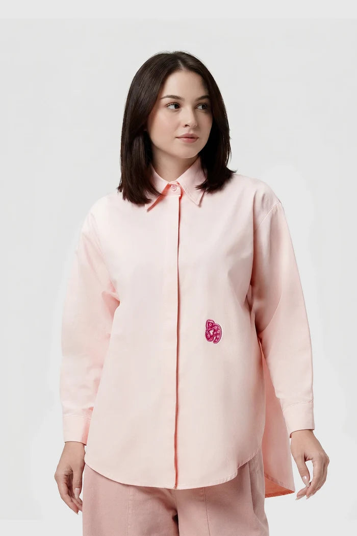 nagita cotton shirt in pink by buttonscarves x nagita slavina front view