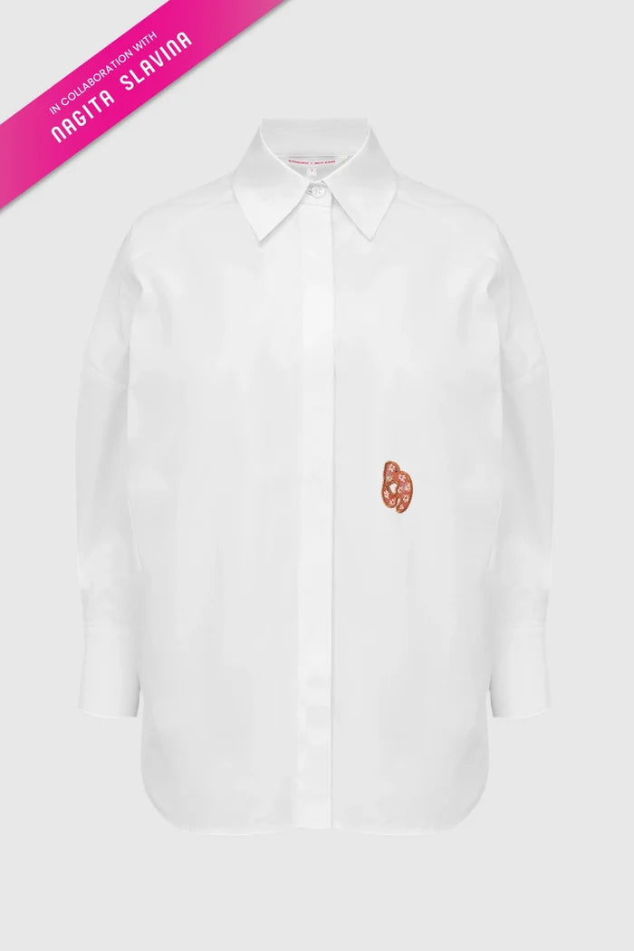 nagita cotton shirt in white by buttonscarves x nagita slavina