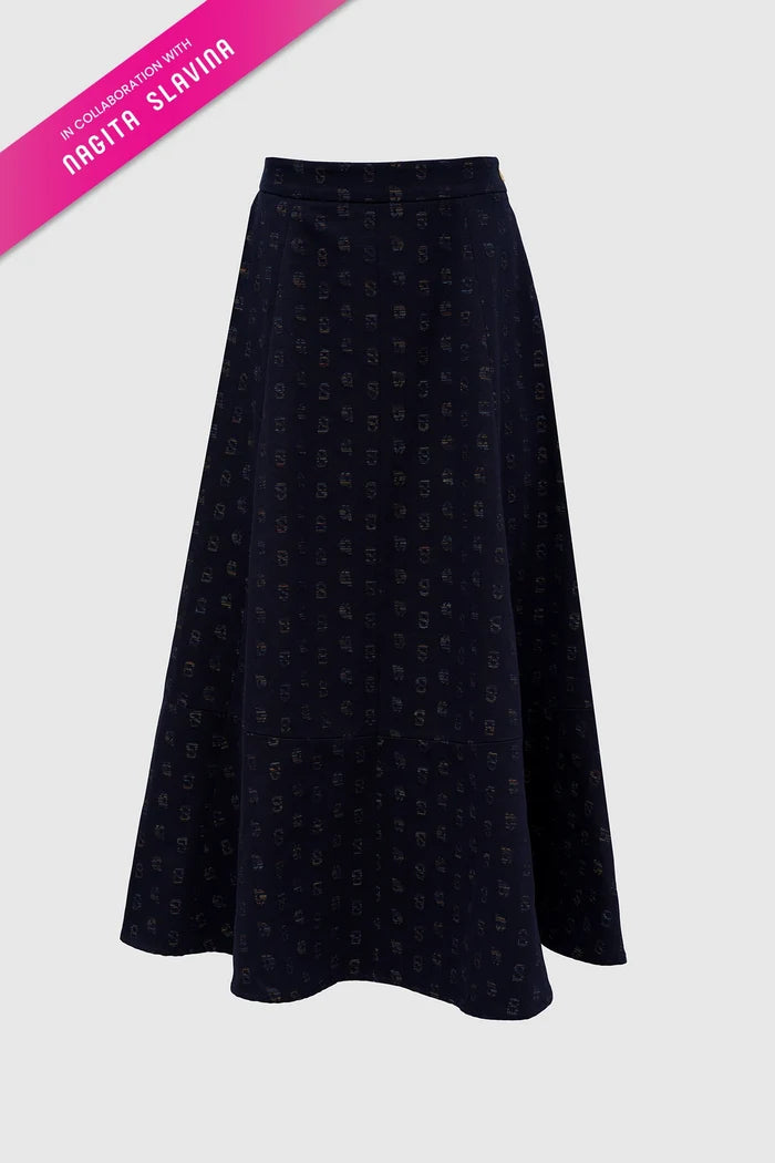 nagita denim skirt in navy by buttonscarves x nagita slavina