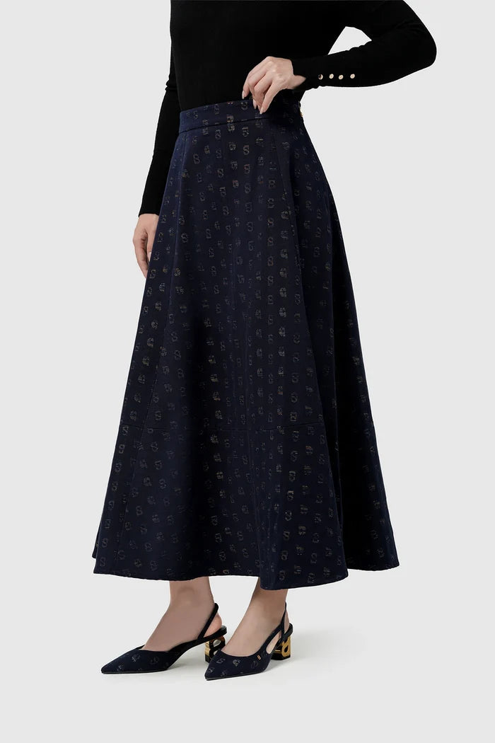 nagita denim skirt in navy by buttonscarves x nagita slavina