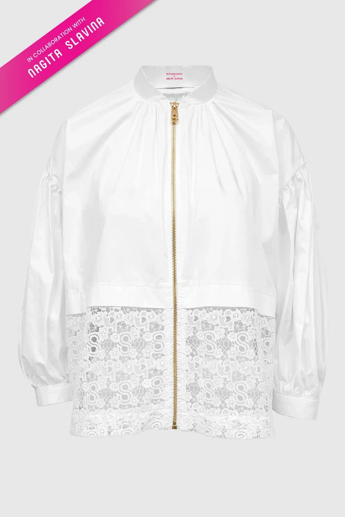 nagita embroidery jacket in white by buttonscarves x nagita slavina