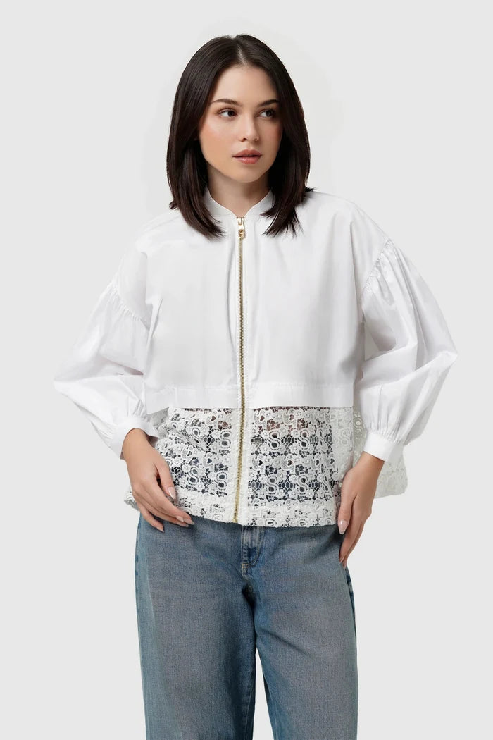 nagita embroidery jacket in white by buttonscarves x nagita slavina