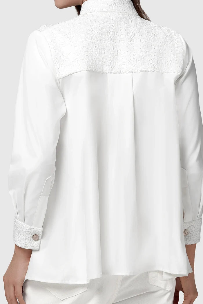 nagita embroidery mix fabric shirt in white by buttonscarves x nagita slavina back view