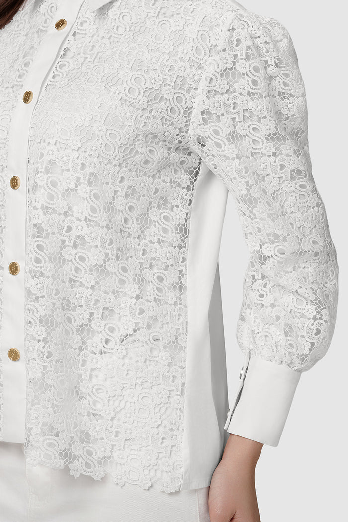 nagita embroidery shirt in white by buttonscarves x nagita slavina detail