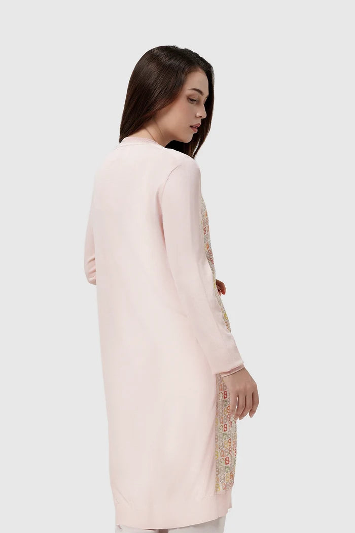 nagita midi cardigan in pink by buttonscarves x nagita slavina back view