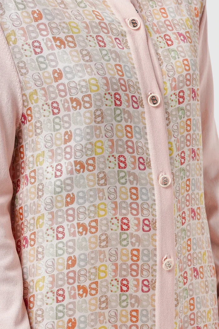 nagita midi cardigan in pink by buttonscarves x nagita slavina pattern detail