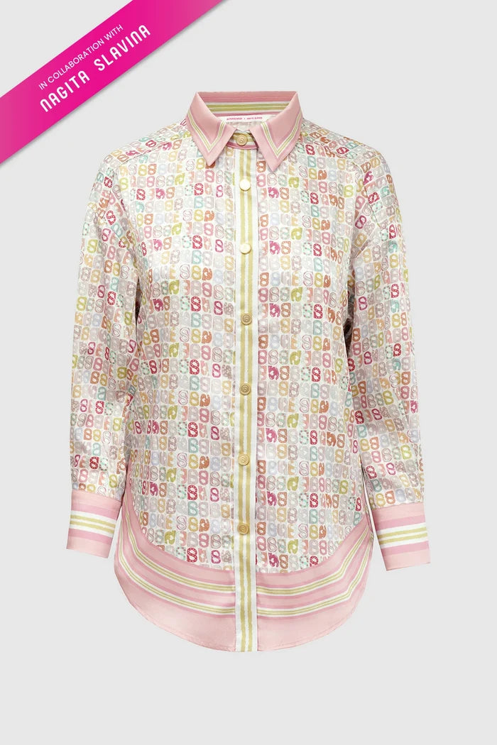 nagita oversized shirt in peach by buttonscarves x nagita slavina