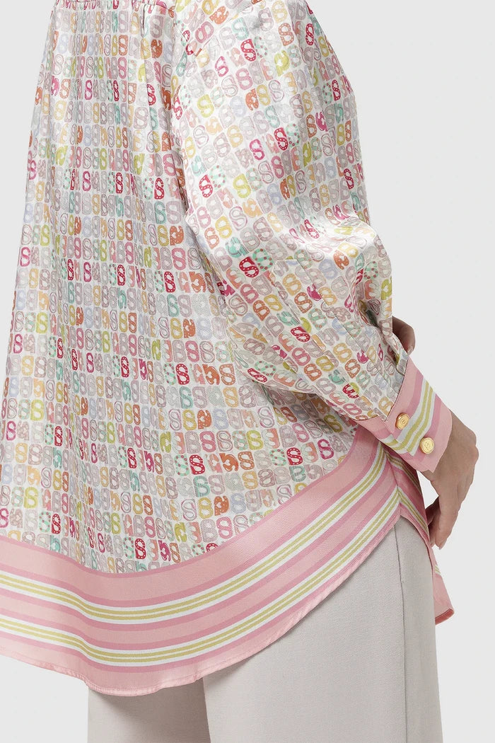 nagita oversized shirt in peach by buttonscarves x nagita slavina back view