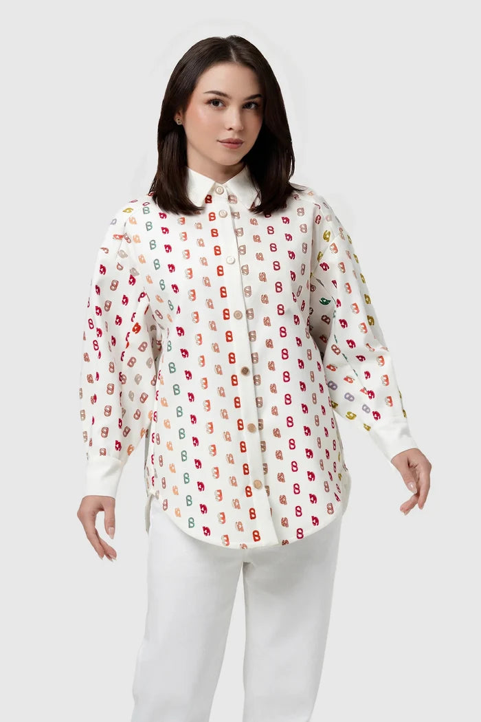 nagita shirt in white by buttonscarves x nagita slavina front view