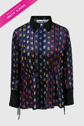 nagita silk shirt in navy by buttonscarves x nagita slavina