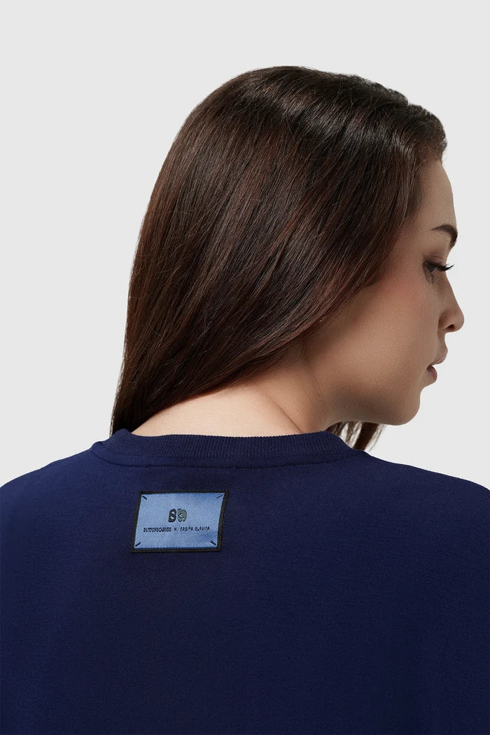 nagita sweatshirt in navy by buttonscarves x nagita slavina back view