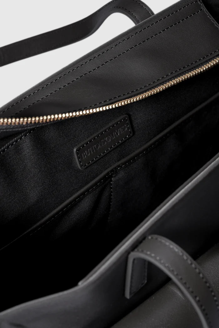 nara tote bag in black by buttonscarves interior detail
