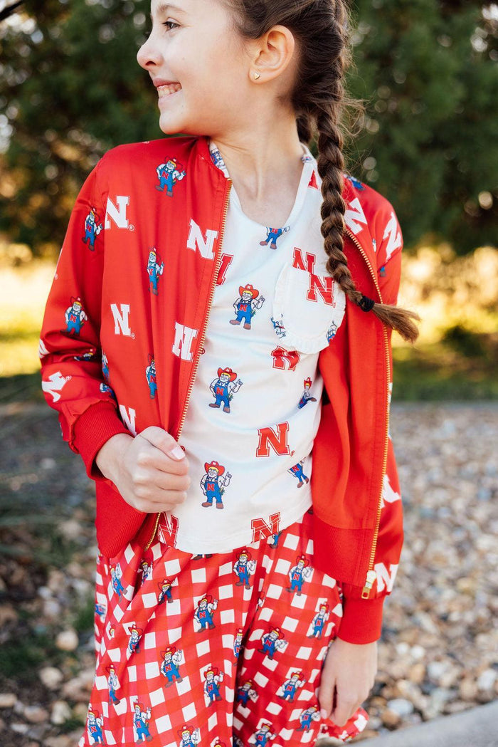 Nebraska Red Herbie Husker Satin Jacket-Mila & Rose ®