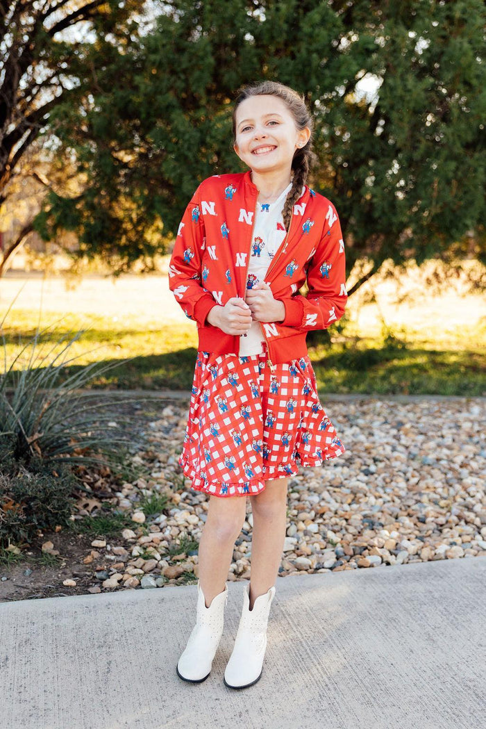 Nebraska Red Herbie Husker Satin Jacket-Mila & Rose ®