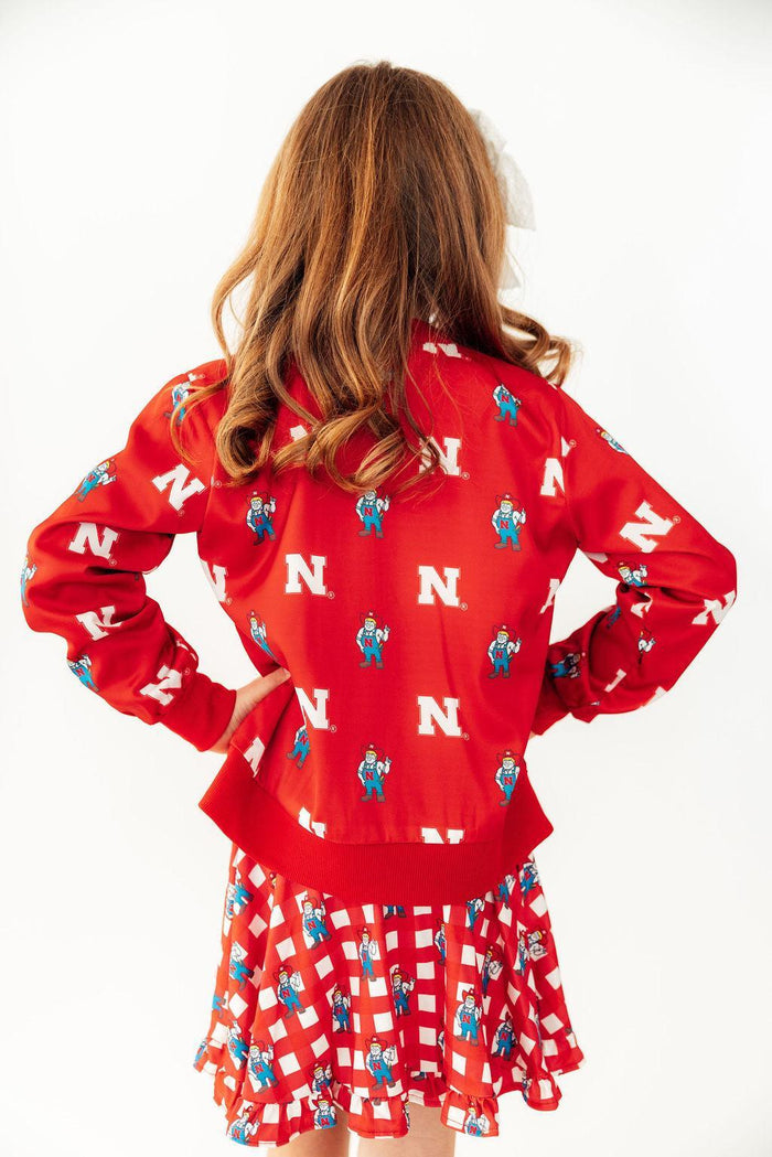 (S) Nebraska Red Herbie Husker Satin Jacket-Mila & Rose ®